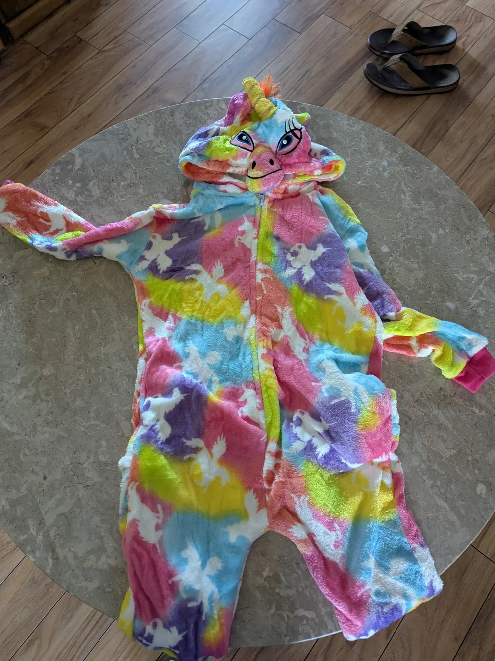 Unicorn Hooded Plush Onesie - Rainbow Plush